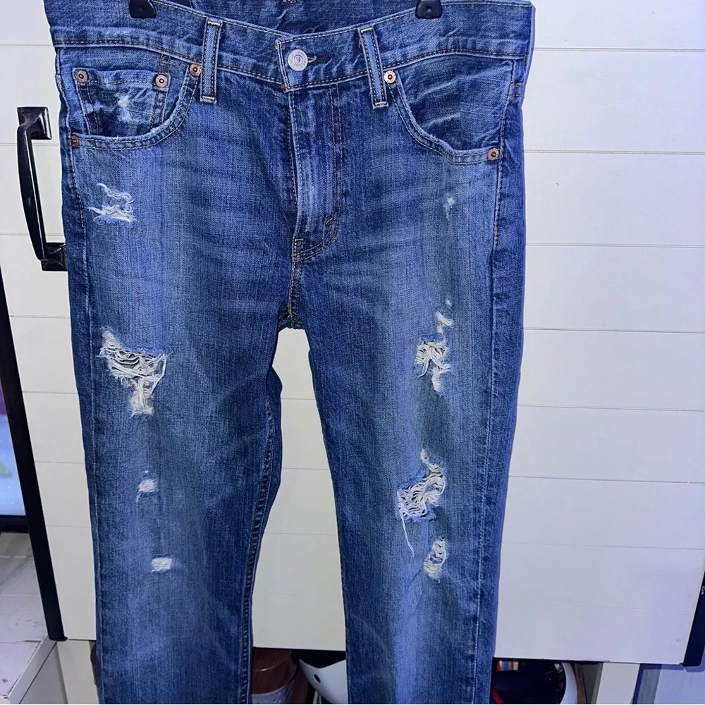 Levi's 511 Slim Jeans Mens 30x32 Blue Good Distressed Ripped Denim 04511-1659
